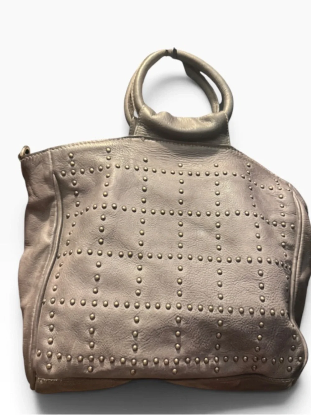 latico Taupe Studded Leather Satchel